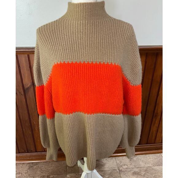 Womens THML Anthropologie Brown Orange Long Sleeve Pullover Sweater Size Medium - Picture 1 of 7